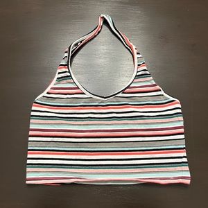 Multi-Colored Striped Halter Top